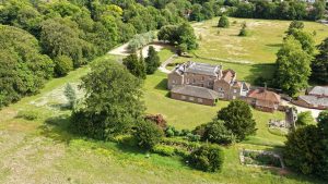 Aerial drone surveying farmland in the South Downs National Park
